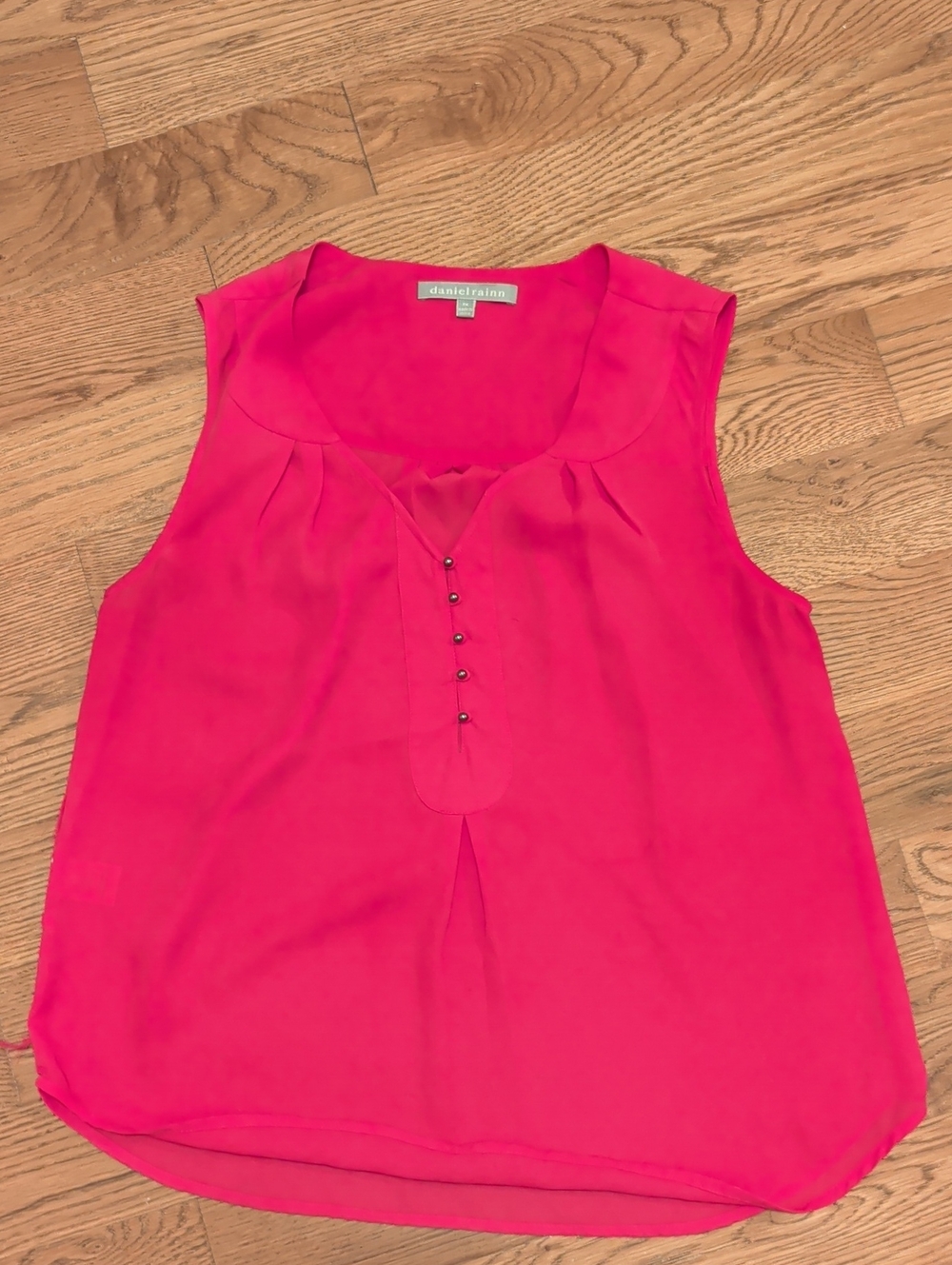 Daniel Rainn Hot Pink Sleeveless Split-Neck Camisole